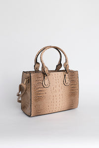 Sac à main beige effet croco