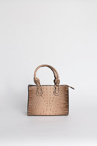 Sac à main beige effet croco