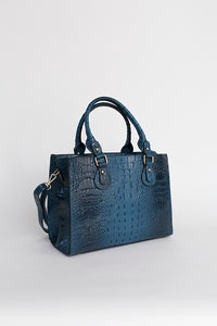 Sac à main bleu marine effet croco