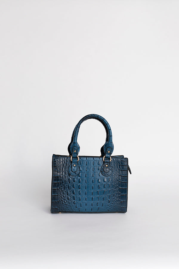 Sac à main bleu marine effet croco