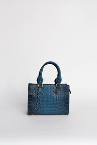 Sac à main bleu marine effet croco