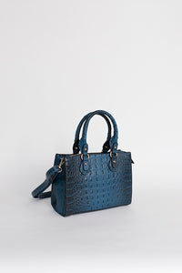 Sac à main bleu marine effet croco