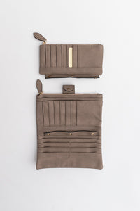 Portefeuille multi rangement taupe