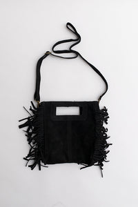 Sac à bandoulière à franges noir