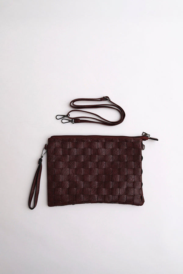 Pochette rouge bordeaux esprit ''cannage''