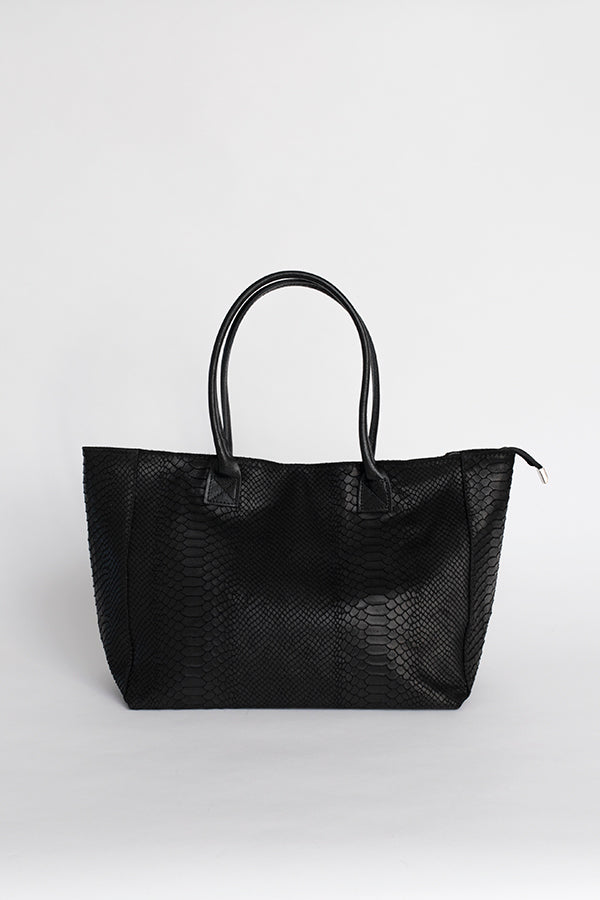 Sac à main noir effet croco en cuir