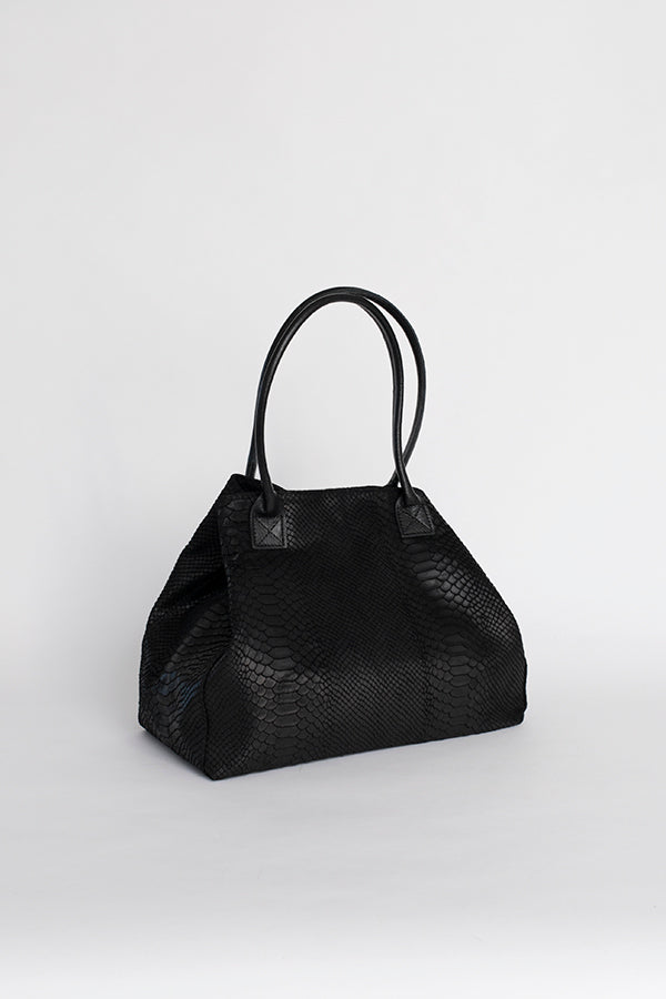 Sac à main noir effet croco en cuir