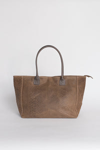 Sac à main taupe effet croco en cuir