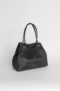 Sac à main gris anthracite effet croco en cuir