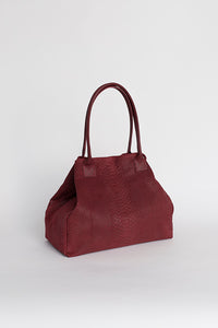 Sac à main rouge bordeaux effet croco en cuir