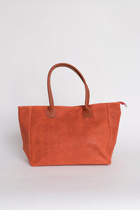 Sac à main orange effet croco en cuir