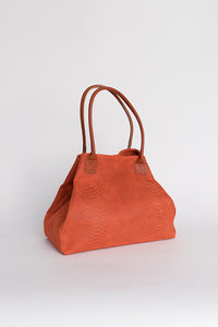 Sac à main orange effet croco en cuir