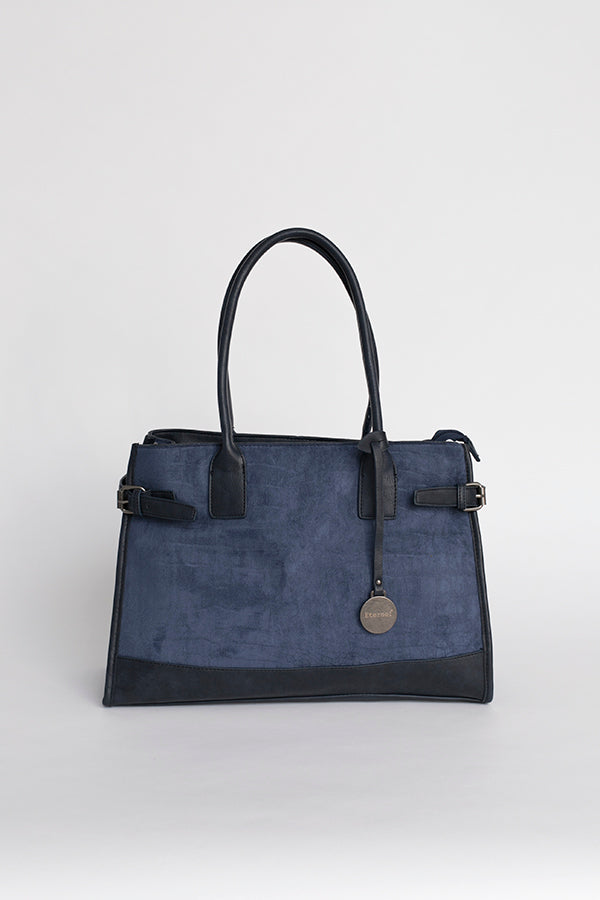 Sac à main bleu bi-matière