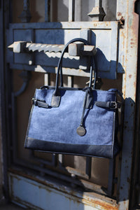 Sac à main bleu bi-matière