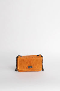 Sac à bandoulière orange effet croco