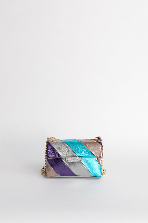 Sac à bandoulière irisé violet et bleu (taille M)