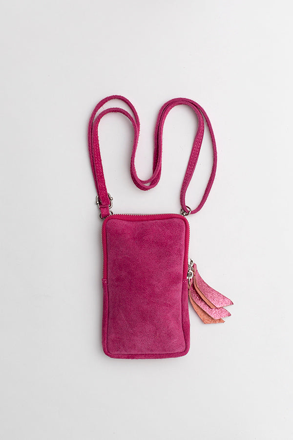 Sac à bandoulière pour téléphone fuschia