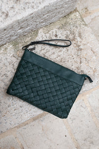 Pochette vieux vert esprit ''cannage'' MANDOLINE